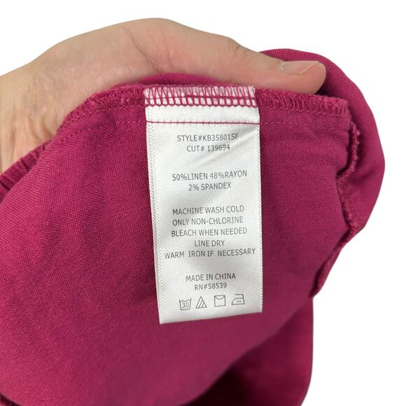 Effortless Chic Linen Blend Shorts Kut From The‎ Kloth Magenta Size L - Picture 5 of 6